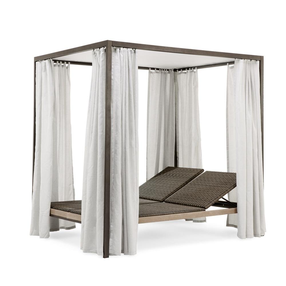 Luxurious Woven Daybed With Curtain | High End Outdoor Furniture | Luxury Woven Outdoor Seating | Designed and Made in Italy