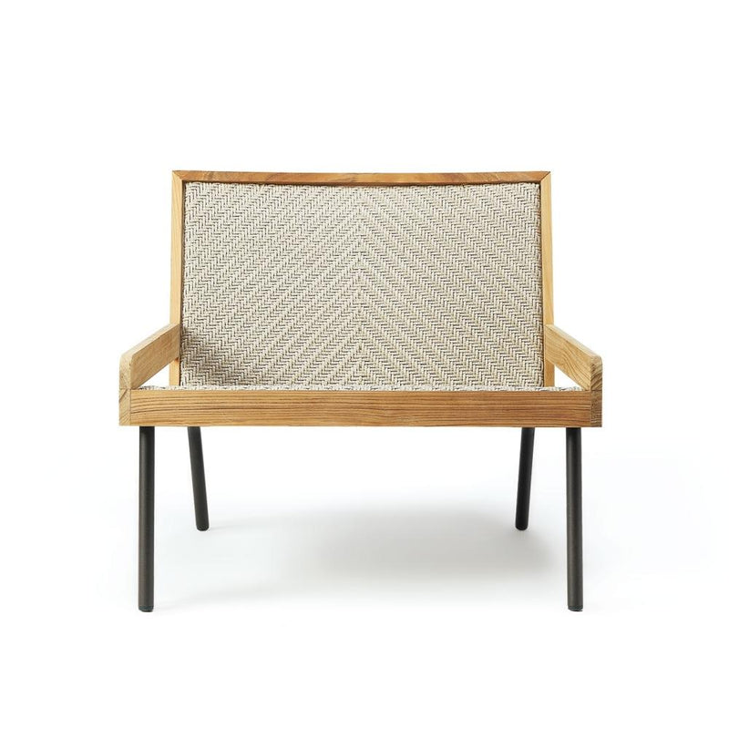 Neutral Woven Teak Lounge Armchair | High End Outdoor Armchair | Luxury Woven Outdoor Furniture | Luxury Teak Furniture | Designed and Made in Italy