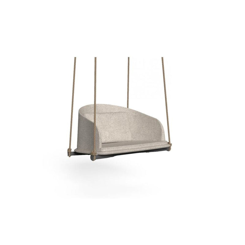 Modern Exterior Teak Swinging Chair | Luxury Garden Rope Swing Chair | Precious Wood | White Blue Grey Beige Brown