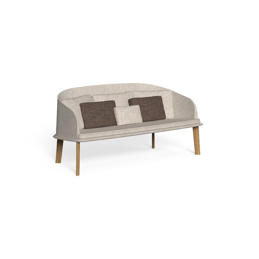 Luxury Outdoor Teak Love Seat| High End Modern Exterior Fabric Sofa | Precious Wood | White Blue Grey Beige Brown