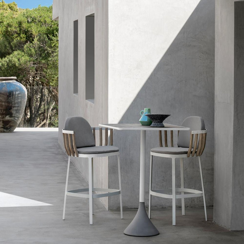 Modern Outdoor High Table For 2 | High End Outdoor Table | Luxury Outdoor Teak Furniture | Designed and Made in Italy