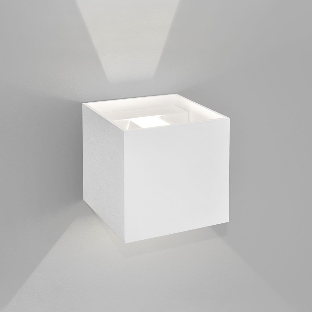Small Box Exterior Wall Light | modern outdoor wall lighting | white grey brown | led