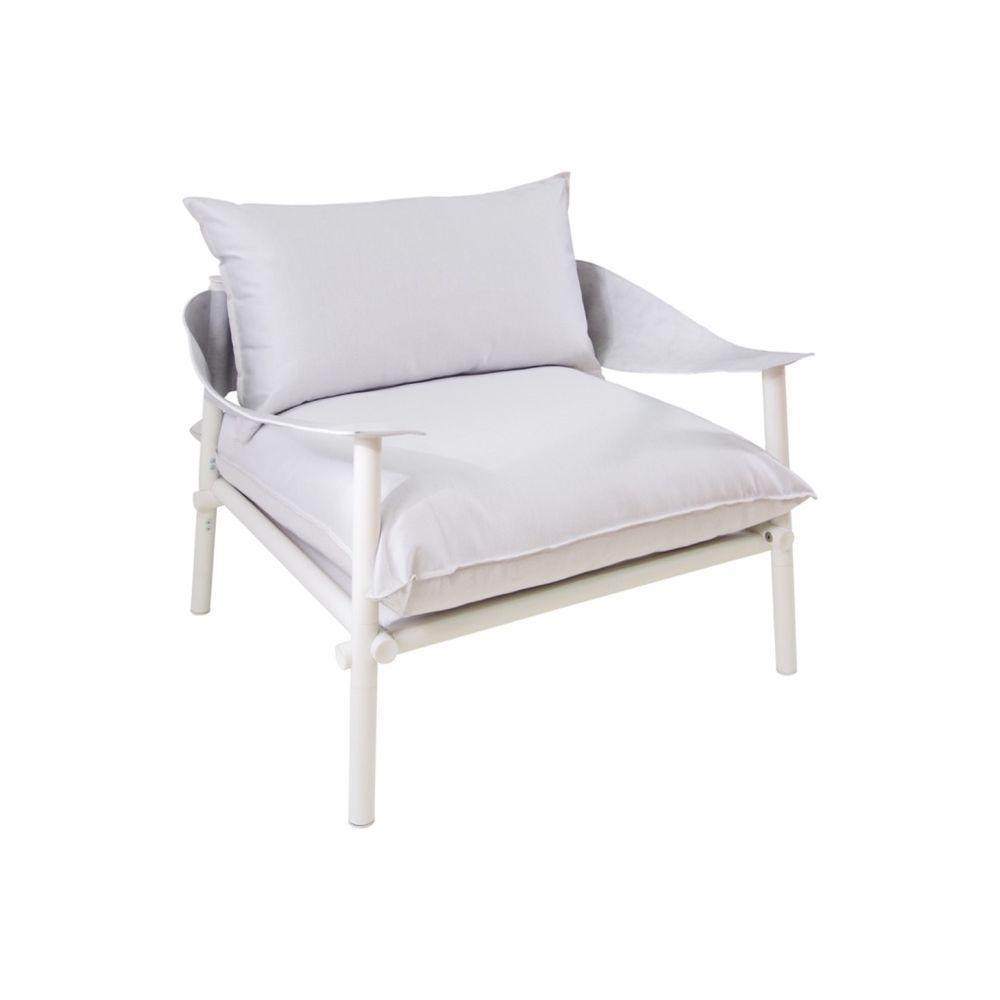 Simplistic Aluminium Outdoor Lounge Chair | luxury comfy garden wide armchair | white black grey beige