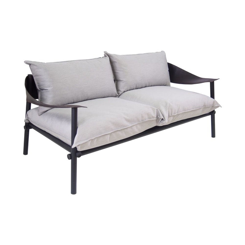 Minimal Modern Two Seater Garden Sofa | luxury comfy metal frame exterior sofa | white black grey beige