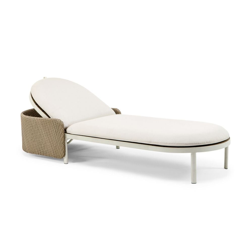 Luxurious Sun Lounger with Woven Back | High End Outdoor Furniture | Luxury Woven Garden Furniture | Manufactured in Europe | Luxury Living and Lighting Solutions