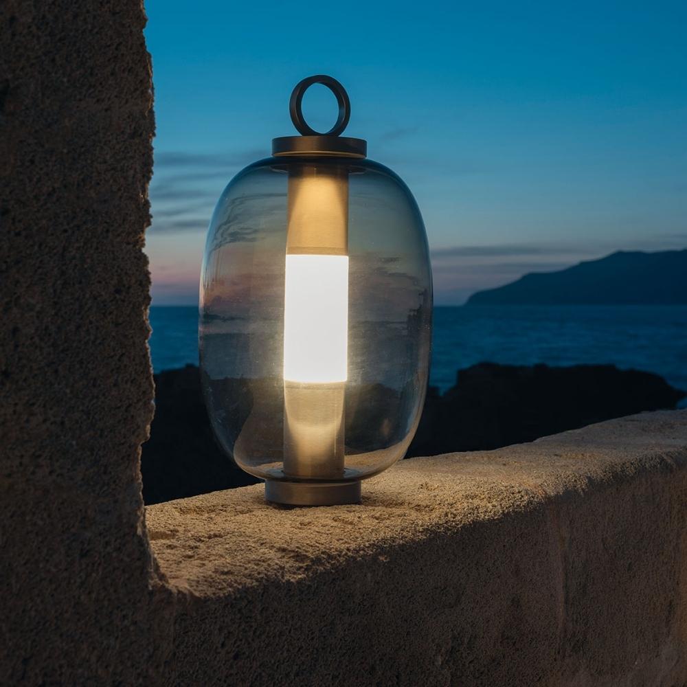 Blown Glass Rechargeable Lantern | High End Outdoor Lighting | Luxury Wireless Lantern | Ethimo Lucerna