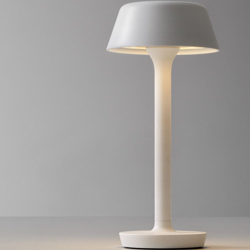 Cordless Minimal Exterior Table Light | Italian battery operated table lamp UK | white black champagne bronze | titanium aluminium