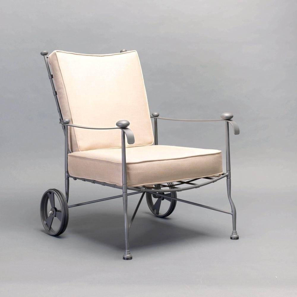 Traditional Garden Armchair With Wheels | Luxury Outdoor Armchair | High End Metal Garden Furniture | Designed and Made in Italy
