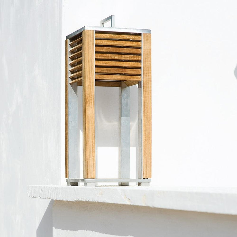 Modern Design Lantern Table Lamp | High End Teak Table Light | Luxury Outdoor Table Lamp | Designed and Made in Italy