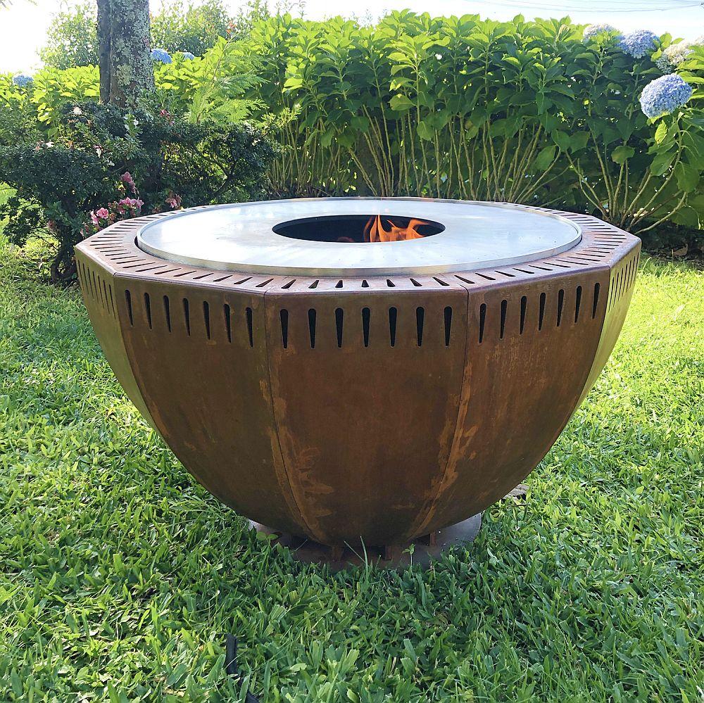 Large Corten Steel Outdoor Grill | Luxury Exterior Barbecue Grill | Made in Portugal