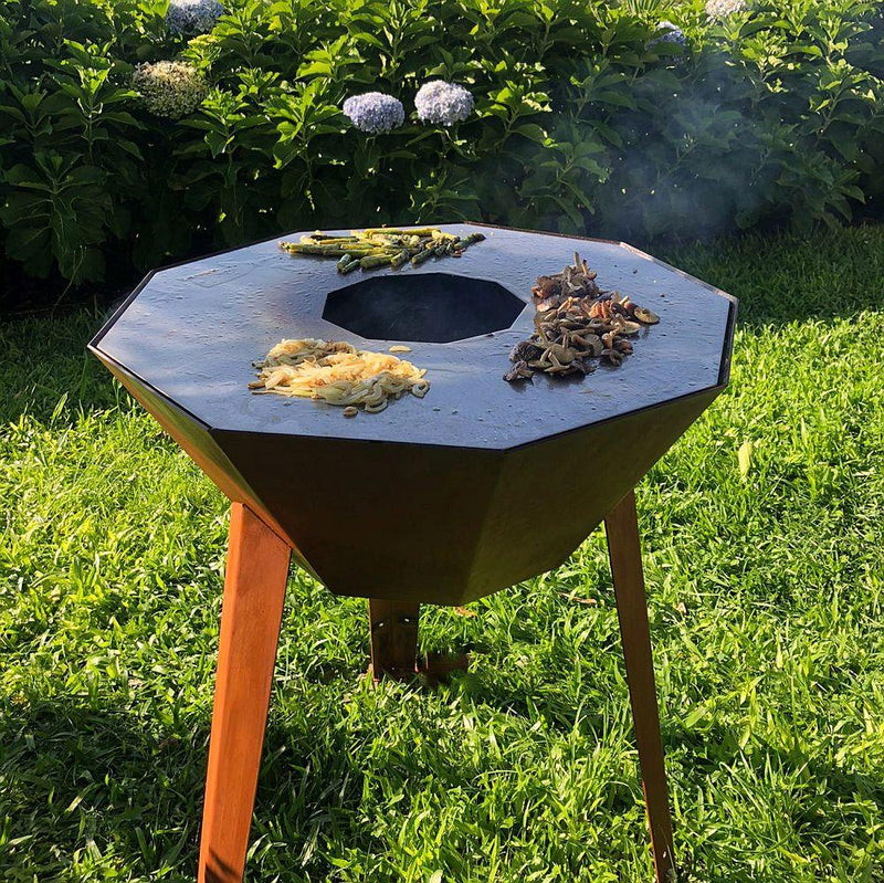 Luxury Round Outdoor Grill | Fire pit Grill | Made in Portugal | Corten Steel Exterior Grill