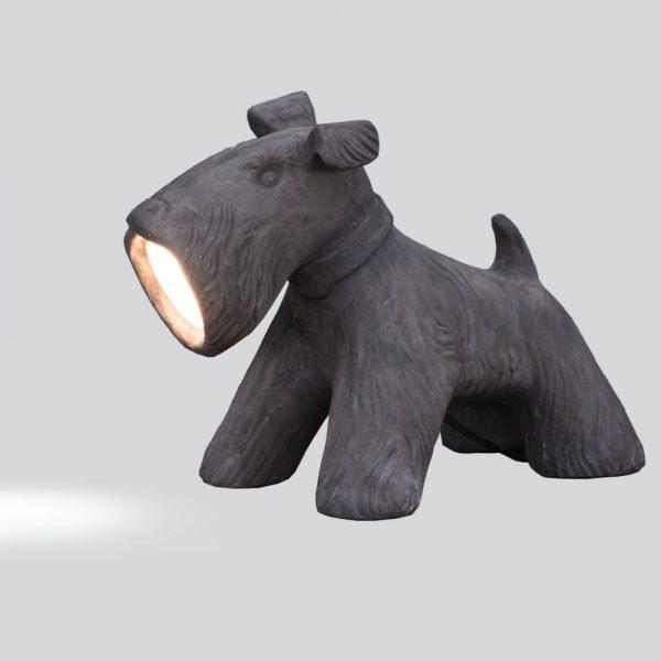Decorative Scottish Terrier Floor Light | high end outdoor dog light | Italian decorative dog floor lamp | white grey orange
