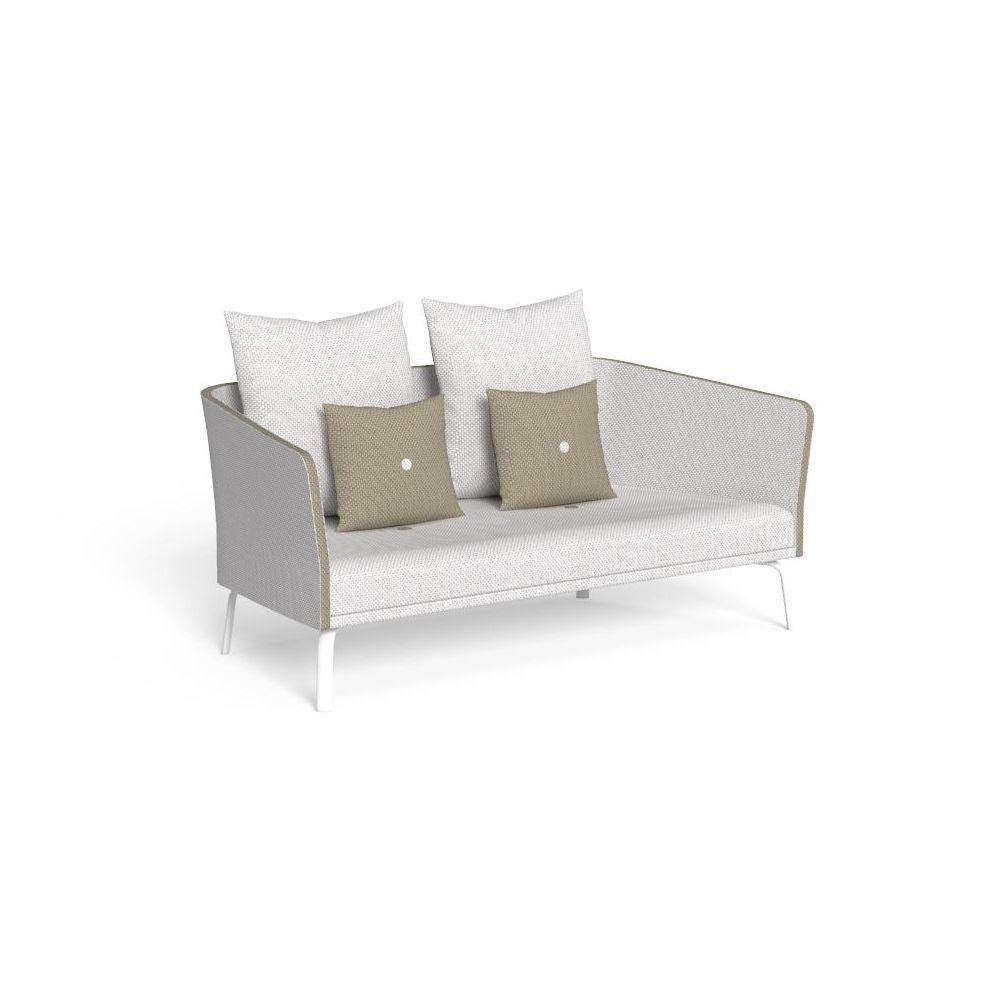 Minimal Aluminium Two Seater Exterior Sofa | Luxury Exterior Metal Seating For Sale | Garden Seating UK | White Beige