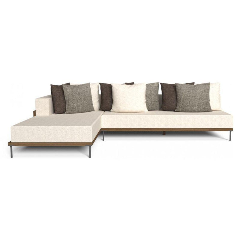 Luxury Teak Modular Garden Sofa | High End Modern Outdoor Fabric Sofa | Percious Wood | White Blue Grey Beige Brown