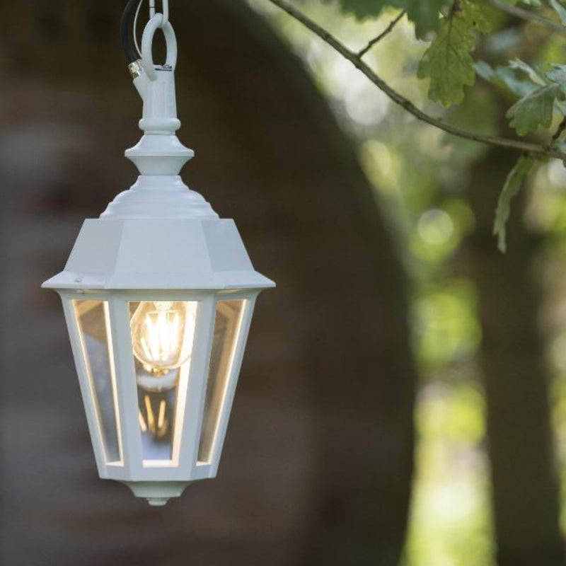 Traditional Clean Lantern Pendant Light | elegant minimal suspended garden lantern | black brown white green