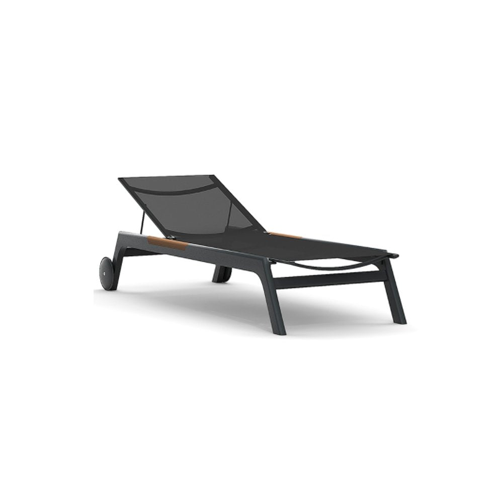 Weatherproof Aluminium Sun Lounger With Teak Details | Nevada Atmosphera Chaise Lounge PF.OUT.NV.LT