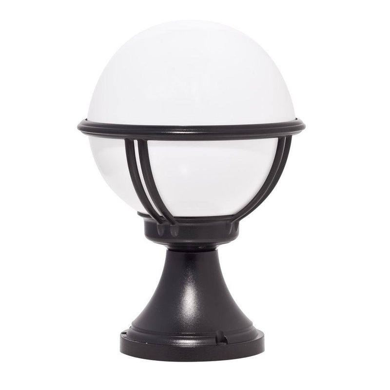 Minimal Garden Globe Bollard | high end French exterior metal floor light | E27 | black white