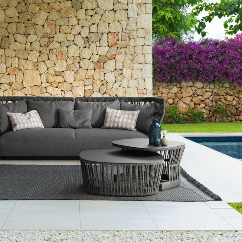 Simplistic Rope Coffee Table | Simple Outdoor Coffee Table | Luxury Medium Sized Table | Luxury Furniture | Luxury Quality | Dark Coloured Coffee Table