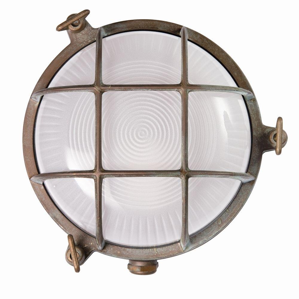 Contemporary Circular Metal Caged Wall Sconce | Moretti Luce | Tortuga Collection | High-End Outdoor Brass Wall Light | Designed and Made in Italy