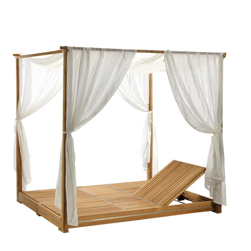 Double Canopy Teak Daybed | Luxurious Teak Sun Bed | High End Outdoor Daybed | Designed and Made in Italy