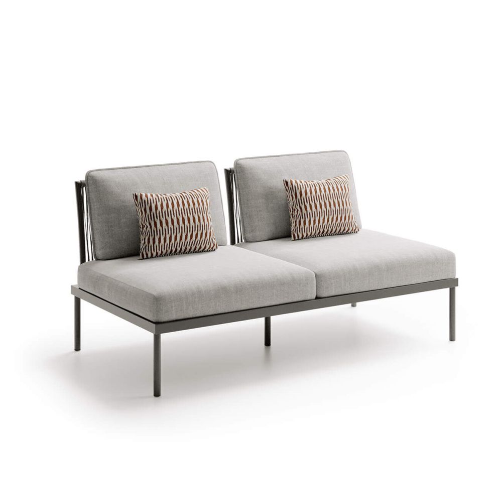 Modern Woven Modular Sofa Two Person Central Piece | Luxury Modular Garden Furniture | High End Outdoor Sofa | Quality Patio Furniture and Lighting