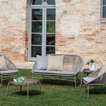 Minimal Modern Two Person Outdoor Sofa | high end Italian aluminium exterior two seater sofa | white beige taupe