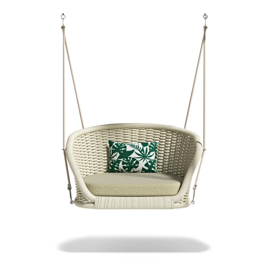 Synthetic Rope Woven Outdoor Hanging Chair | Atmosphera Ludo L.3 Rocking Armchair PF.OUT.LUPL.DO