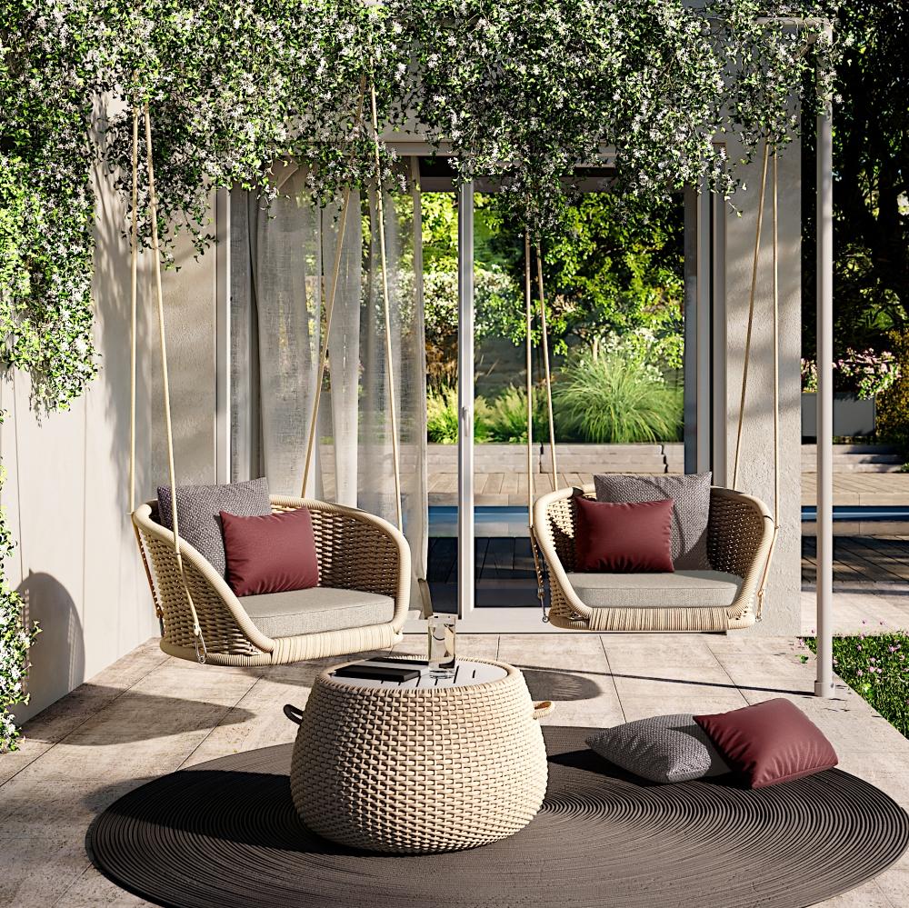 Luxurious Woven Service Table | Elegant Outdoor Woven Furniture Sets | Designed and Made in Italy