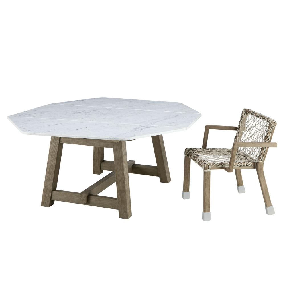 Luxury Octagonal Stone Dining Table | Teak Base & White Marble Top | High-End Outdoor Furniture | Ethimo Rafael