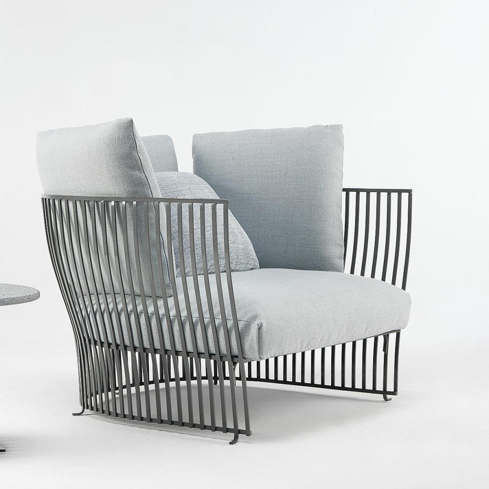 Luxury Outdoor Lounge Armchair | High-End Aluminium Patio Chair | Weather-Resistant Outdoor Seating | Elegant Grey Garden Armchair | Designed and Made in Italy | Ethimo Venexia