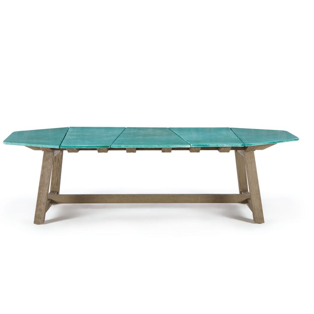 Luxury Stone Outdoor Dining Table | Teak Base & Enamelled Lava Stone | High-End Outdoor Dining Set | Ethimo Rafael