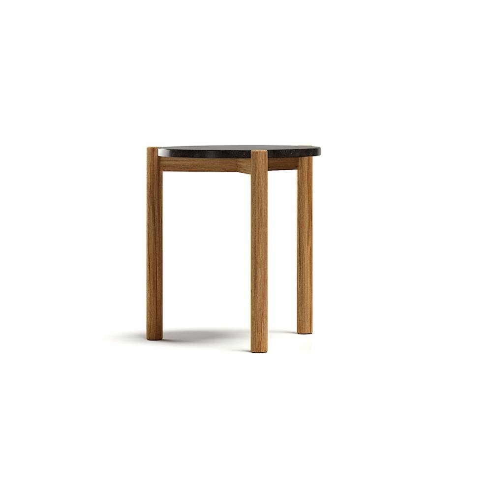  Luxury Teak & Stone Outdoor Side Table | High-End Weather-Resistant Patio Table | Modern Outdoor Accent Furniture | Atmosphera Lodge