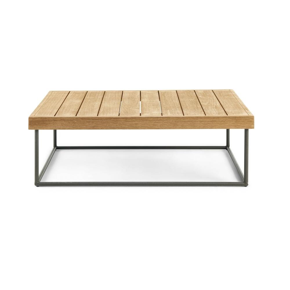 Natural Teak Coffee Table | High End Outdoor Coffee Table | Luxury Outdoor Teak Furniture | Designed and Made in Italy | Ethimo Allaperto Mountain Tartan