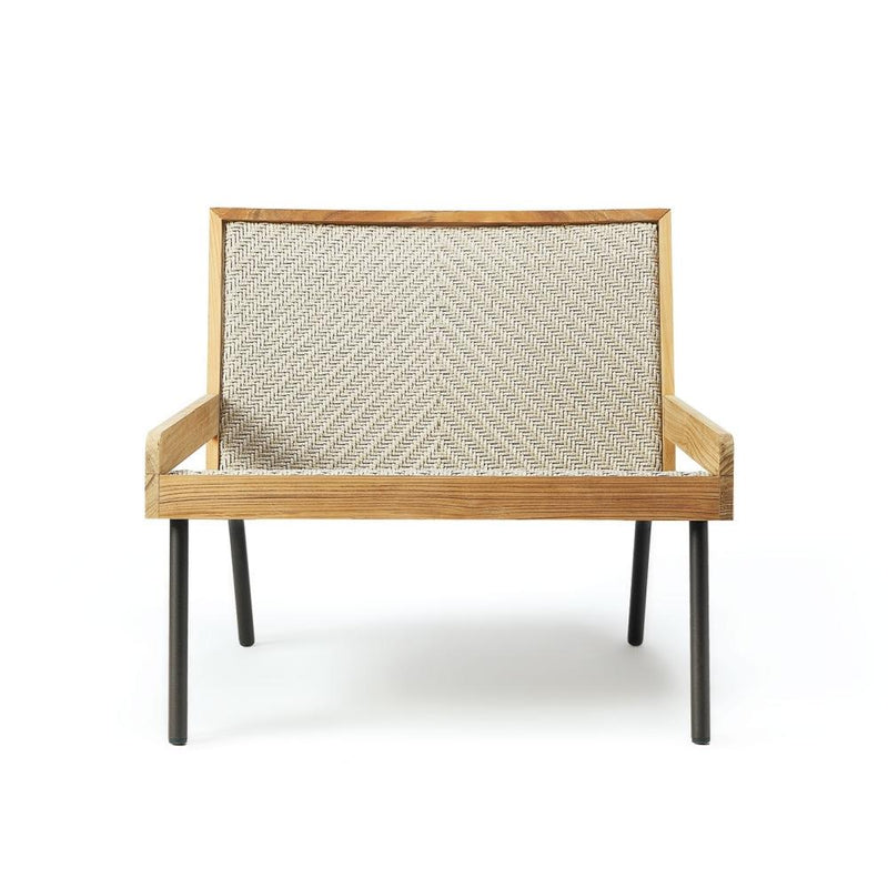 Neutral Woven Teak Lounge Armchair | High End Outdoor Armchair | Luxury Woven Outdoor Furniture | Luxury Teak Furniture | Designed and Made in Italy | Ethimo Allaperto Nautic