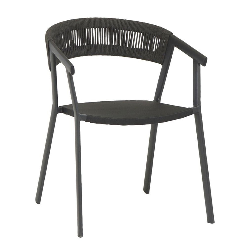Aluminium Outdoor Dining Chair with Woven Back | High End Outdoor Dining Furniture | Luxury Outdoor Seating | Luxury Outdoor Furniture and Lighting | Designed and Made in Italy