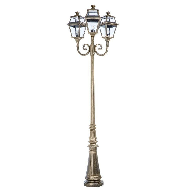 Traditional Metal Tall Outdoor Floor Lamp | luxury French three headed garden floor lamp | lantern | brass aluminium | gold green white brown black