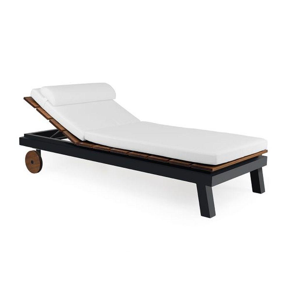 Simple Aluminium Sunbed With Wheels | Luxury Italian Aluminium Sun Lounger | White Black | Braid Tecla