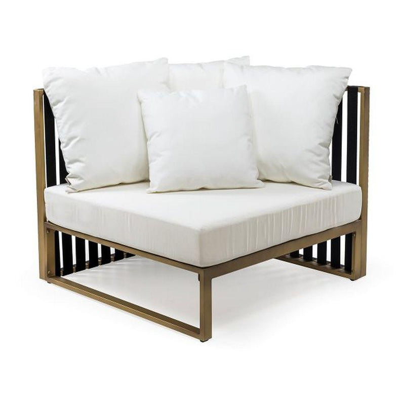 Stylish Aluminium Left Corner Piece | Sleek Metallic Garden Corner Chair | Modular Furniture | Gold Black White Taupe | Braid Metropolitan