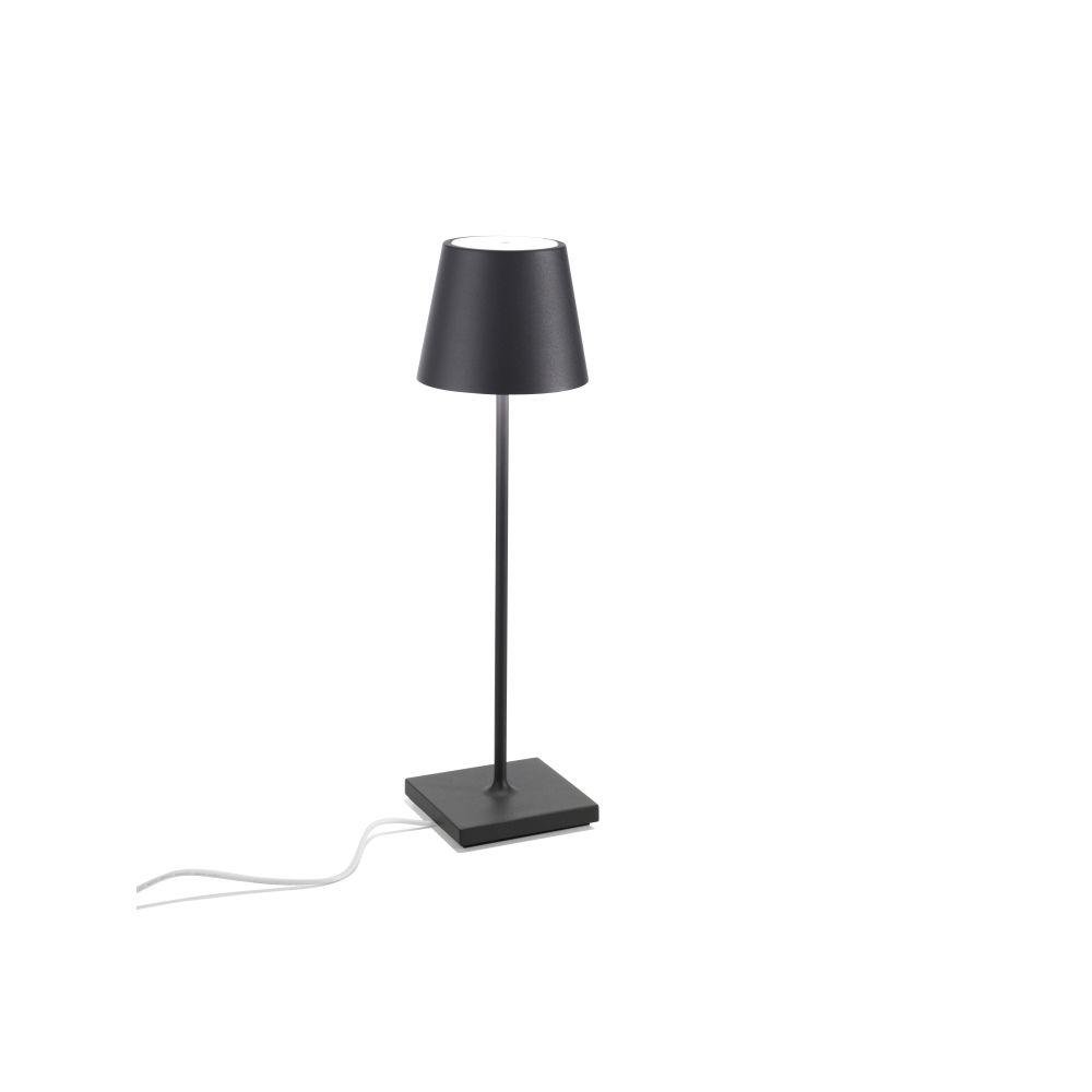 Sleek Outdoor Cordless Table Lamp | Zafferano Poldina | luxury Italian design wireless table lighting | black red blue white copper